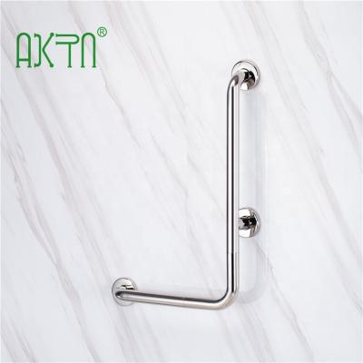 China Eco-friendly Hotel Elderly SUS 304 Stainless Steel Bathroom Grab Bars Wall Mounted L Shape Handicap Rails Angle Shower Grab Bar Armrest for sale