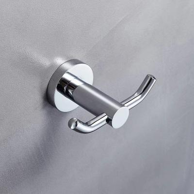 China CLASSIC Heavy Duty Chrome Plating Bath Towel Hook Double Robe Hook Robe Hook Coat Hanger For Bathroom 304 Stainless Steel Shiny Clothes Hook for sale