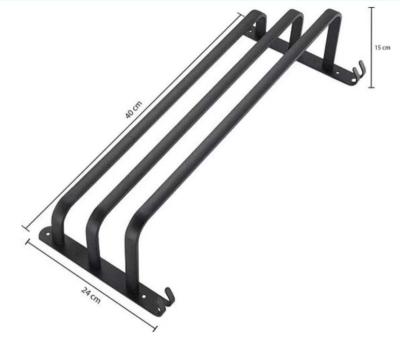 China With Hook Wholesale Bath Fittings Factory Hotel Bathroom Wall Mounted Towel Rack Rack Black Stainless Steel Towel Racks With Hooks for sale