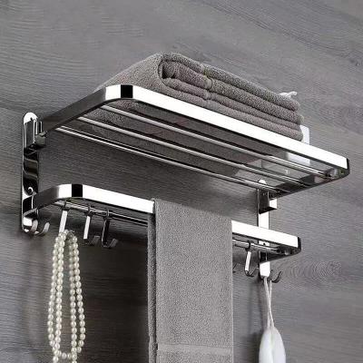 China With Single Rail Wall Mounted Towel Rack Commercial Hotel Bathroom Stainless Steel Towel Rack Double Towel Rack Bathroom Accessories for sale