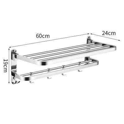 China With Hook Good Quality Hotel Metal Towel Rack Bathroom Accessories Towel Shelf Rack 304 Stainless Steel Wall Mounted Towel Rack for sale