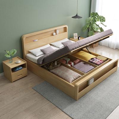 China New Design Bedroom Furniture Storage Folding Comfortable King Wood Bed Frame Convertible Single Bed Bed for sale