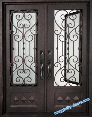 China Waterproof Metal Front Entrance Door Square Traditional Wrought Iron Door Steel Security Door for sale