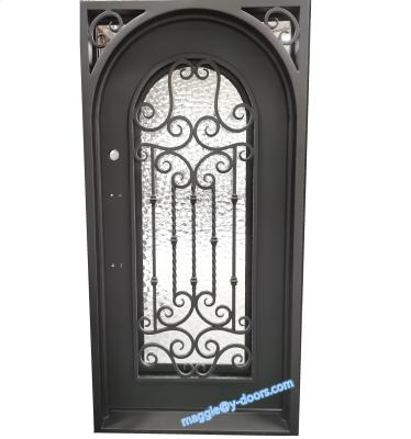 China Traditional Metal Front Entry Door Wrought Iron Single Door Steel Security Door for sale