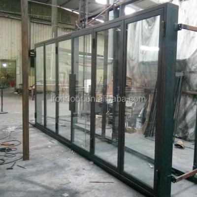 China Swing Commercial Wrought Iron Bifolding French Door With Roller System 5 To 6 Panels for sale