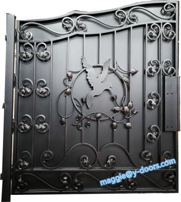 China Traditional exterior wrought iron base track for modern exterior steel garden gate design for sale