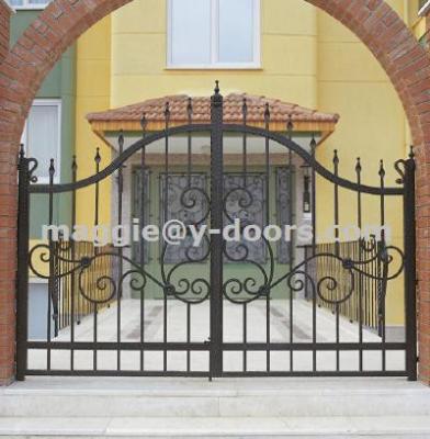 China Traditional wrought iron base track for modern exterior steel garden gate design for sale