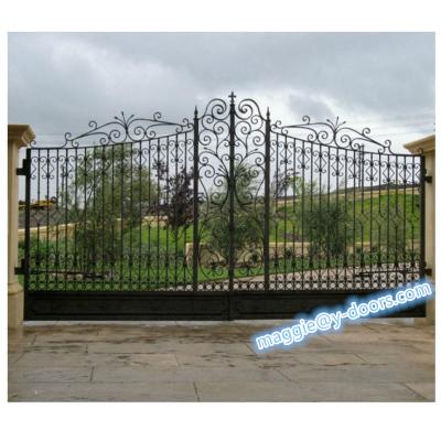 China Traditional wrought iron base track for modern exterior steel garden gate design for sale