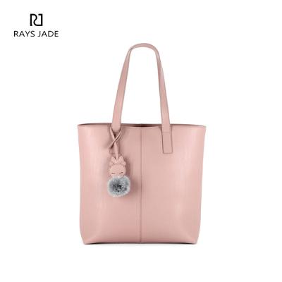 China Elegant Fashion Tote Lady Bags Real Leather Beige Handbags for sale