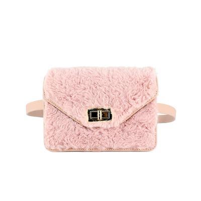 China Luxury personalized genuine leather pink belt bag fashion design faux fur portable elegant multifunctional women anti-theft for sale