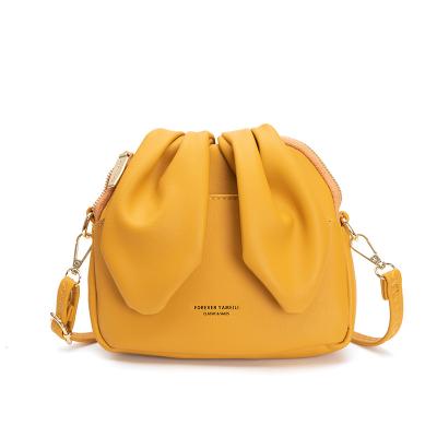 China 2022 Fashion Designer Luxury Leather Women's Bucket Bag Solid Color Women Purse Soft Mini Handbag Ladies PORTABLE Mini Shoulder Cross - Body for sale