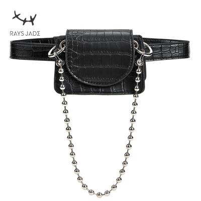 China Crocodile Pattern Women's Chain Belt Fanny Pack Cool Girls Stylish Fashion Street Style Cross Body Bags Adjustable Waist Bag For Phone for sale