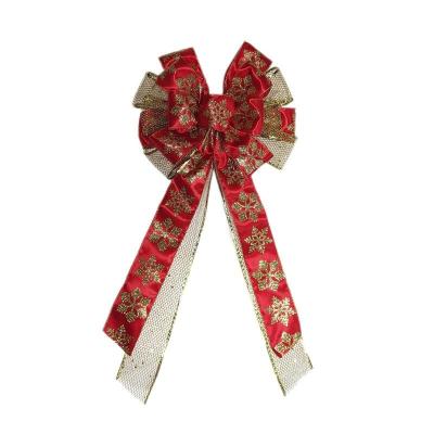 China HC121215 Christmas Decoration HC121215 Satin Glitter Christmas Tree Decor Big Red Decorative Bow Ribbon Bow For Xmas for sale