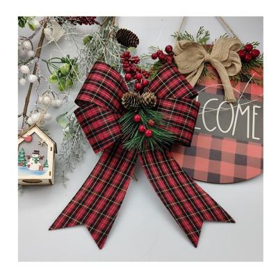 China Wholesale Christmas Decoration HC121208 Christmas Door Arch PVC Ribbon Bow For Christmas Tree Red Bows for sale