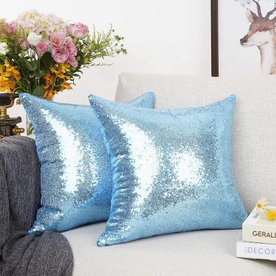 China Europe Wholesale HC421010 Light Blue Rose Gold Silver Red Christmas Cushion Covers Sofa Throw Pillow Covers for sale