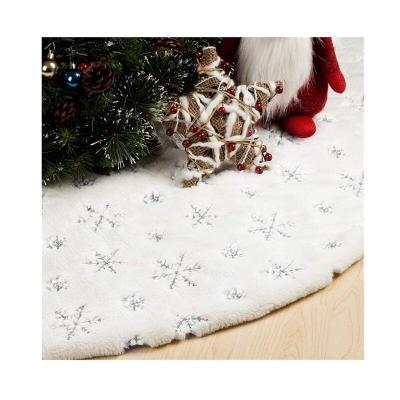 China Wholesale Classic Tree Skirt HC321007 For Christmas Silver Gold Sequien Snowflacke Christmas Tree Skirt for sale