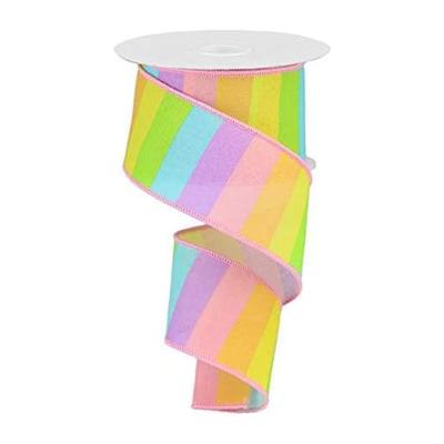 China Wholesale HC521014 Custom Colored Strip Ribbon Hanger Decoration Easter Wired Ribbon Decoration Roll For Garland for sale