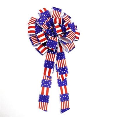 China Big hot sale american custom made polyester national day ribbon bow decoration and bows for american national day for sale