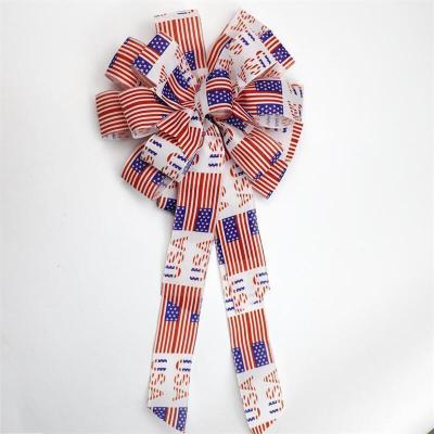 China American national day MOQ 100 pieces polyester ribbon bow decoration and bows great for American national day for sale