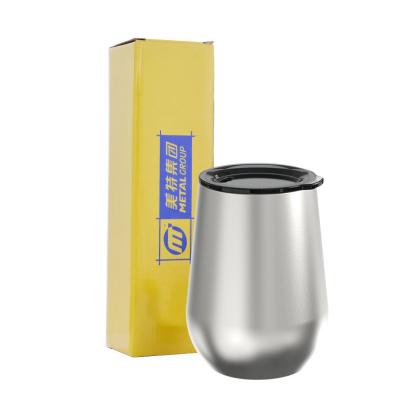 China 12oz PORTABLE Stainless Steel Wine Tumbler Cups Egg Shaped Double Walled Vacuum Mugs With Lid for sale