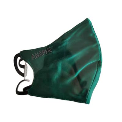 China Eco-friendly 22MM 100% mulberry silk facemask, green embroidery silk face masks for sale