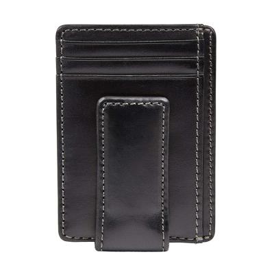 China Brown New Style Black RFID Wallet Slim Genuine Leather Money Clip Wallet For Man for sale