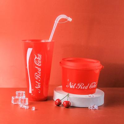 China Funny Drinking Plastic Cups 1200ml Factory Slush Yard Disposable Large Snack Coke Yard Cups With Straws And Lids For Birthday Party for sale