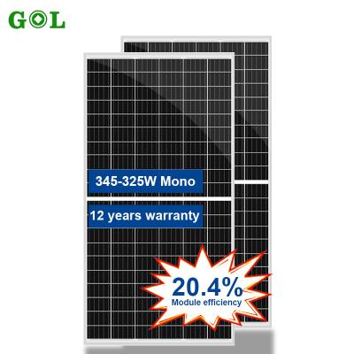 China 325w 345w monocrystalline solar panel manufacturers home use solar panel system roof solar power panel 166mmx166mm for sale