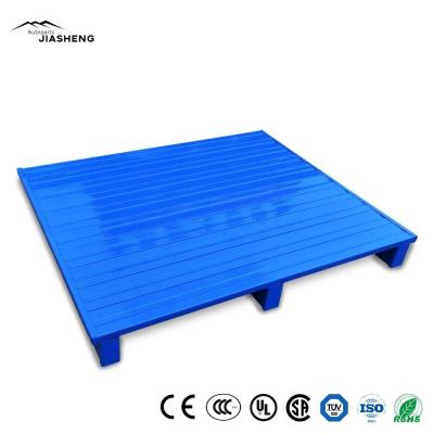 China                  4 Way Single Faced Corrugated Metal Pallets Suppliers Blue Logistics Iron Pallet Statted Type Steel Pallet              for sale