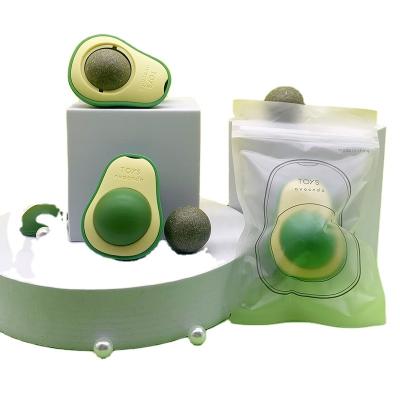 China 2023 Stocked Top Selling Pet Catnip Wall Toys Simulation Avocado Train Rotating Detachable Design Catnip Ball Toys for sale