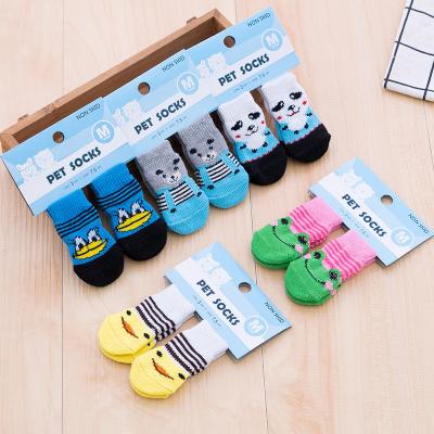 China Sustainable Pet Christmas Dogs Cute Cartoon Print Dog Dogs Anti Slip Dog Sock for sale