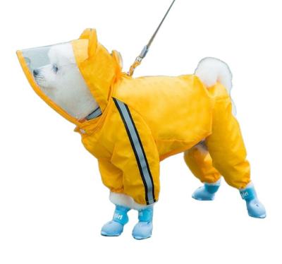 China Cute Fancy 4 Legged Stocked Pet Rain Coat Outdoor Waterproof Reflective Dog Clothes Luxury Dog Raincoat for sale