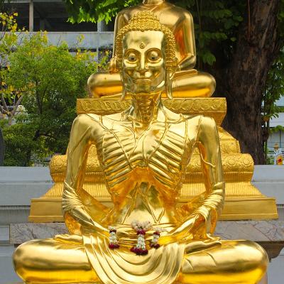 China China Life Size Hand Painted Golden Different Looking Religious Buddha Sitting Bronze Statue for sale