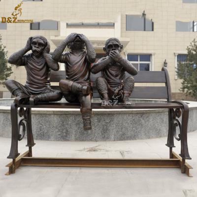 China Life Size Large Sculpture Brass Bronze Monkey Statue Europe Decorative Animal Garden Antique Customization for sale