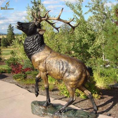 China 2022 China Custom Decor Art Life Size Vivid Metal Deer Sculpture Elks Brass Bronze Statue For Garden for sale