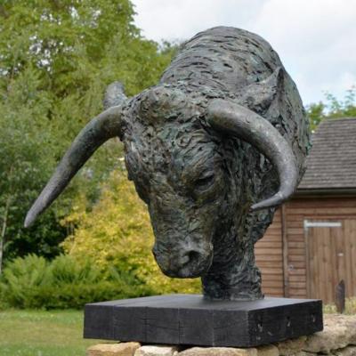 China Europe Garden Wall Decor Metal Crafts Metal Crafts Metal Bull Head Statue Brass Bronze Sculpture for sale