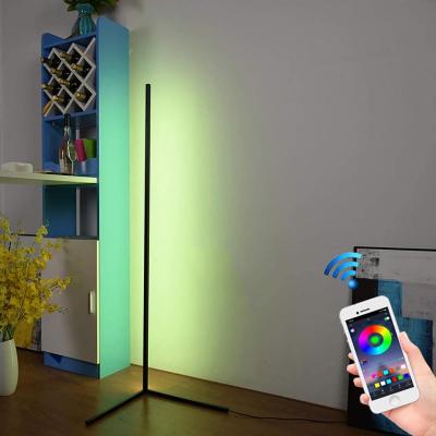 China Colorful Smart Wireless App Tripod RGB Controlled Modern Home Hotel Corner Led Floor Lamp for sale