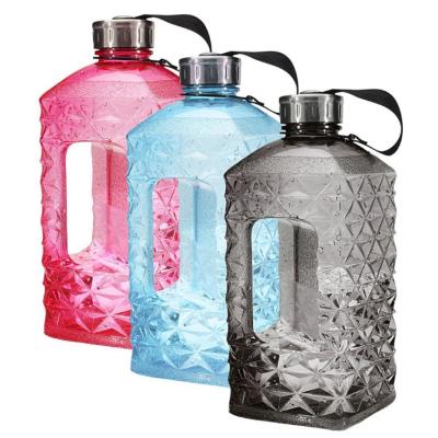 China Viable Gallon Water Bottle Gym Large Capacity 2.2L Outdoor Space Water Cup Bottle New Diamond Crystal Shape Sports Outdoor Drink for sale