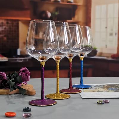 China Viable Creative Sparkle Cup Wine Glass Reusable Single Wall Cocktail Sparkle Transparent Lead Free Cup Tropical Western Wine Glass for sale