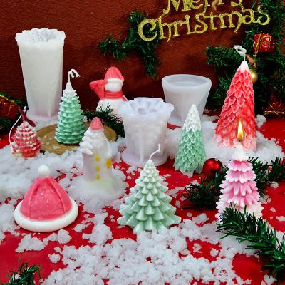 China Homemade Tiktok Soap Lotion Bar Wax Christmas Tree Silicone Candle Mold Viable DIY 3D Geometric Shape Silicone Beeswax Candles Mold for sale