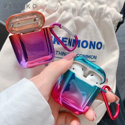 China New Fanshion Gloss Two Color Gradient One-piece Earphone Electroplating Protective Case For Apple AirPods pro 1 2 3 for sale