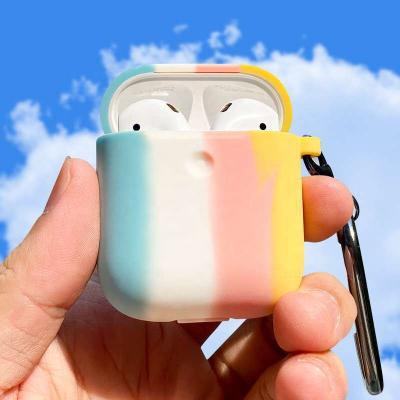 China Hot Fanshion Anti-collision Low Price Rainbow Silicone Thickening For AirPods Pro 1 Universal Earphone 2 3 Headphone Case for sale