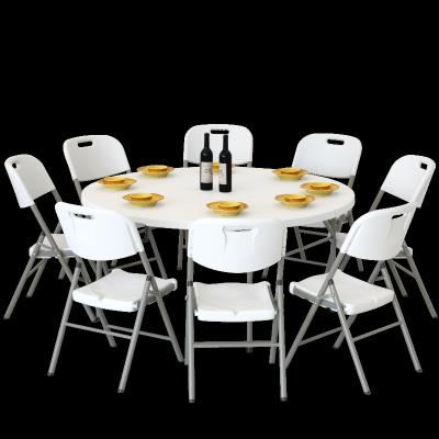 China Easy transport/Storage space factory price folding dining table plastic round small tables and chairs garden banquet for sale