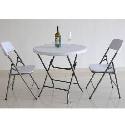 China Easy Transport / Cheap Plastic Small Storage Space Round Fold Up Small Folding Garden Table Set for sale