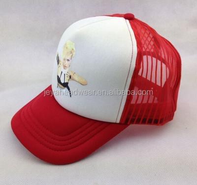 China COMMON 2014 Trucker Mesh Cap Snapback Curved Racing Unisex Hat Red/White for sale