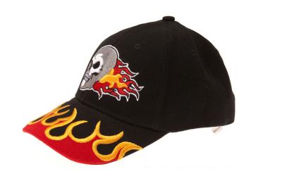 China JOINT Hip Hop Embroidered Flame Skull Baseball Cap Racing Flame Baseball Cap Hat for sale