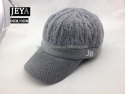 China JB COMMON 6 panel knit baseball cap embroidery knit hat baseball cap with pre-curved visor for sale