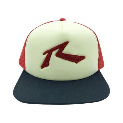 China COMMON Custom Your Own Design Rooster Logo 5 Panel Mesh Trucker Baseball Cap Snapback Hat Wholesale for sale