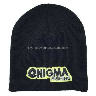 China Teenagers COMMON Black Embroidery Knitted Beanie Hats / Plain Beanie Hats for sale