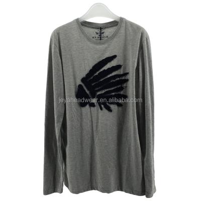 China Anti-pilling Wholesale Gray Long Sleeve O-Neck T-Shirts for sale